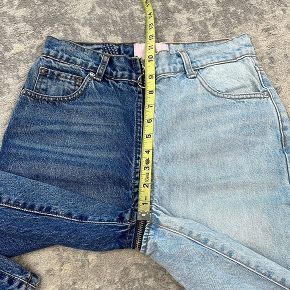 Revice Yin Yang Crop Jeans Split Light Dark Wash Zip Around Front to Back Sz 27 - Picture 10 of 16